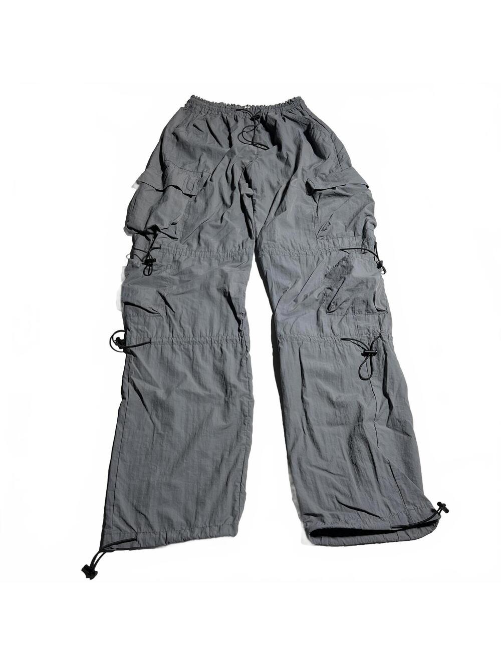 Garage Women's Small Gray Parachute Baggy Wide Leg Cargo Trousers Pants y2k